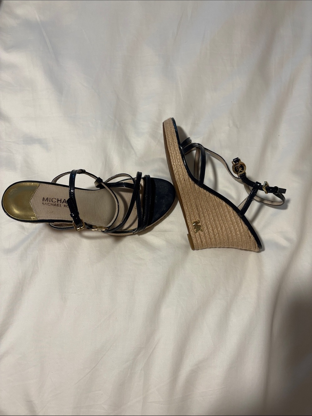 MICHAEL Michael Kors Navy Blue Strappy Espadrille Wedge Sandals